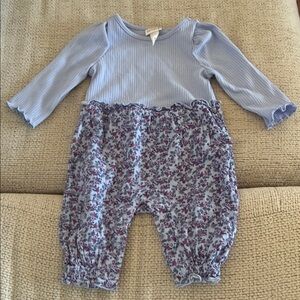 Cat & Jack Light Blue Floral Footie